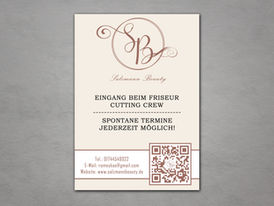 Banner „Salzmann Beauty“ mit Initialen „SB“ in geschwungener Schrift auf Creme-Hintergrund