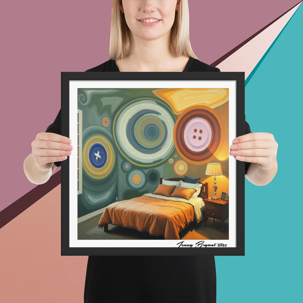 Thumbnail: " 1970's Bedroom Button " Framed poster