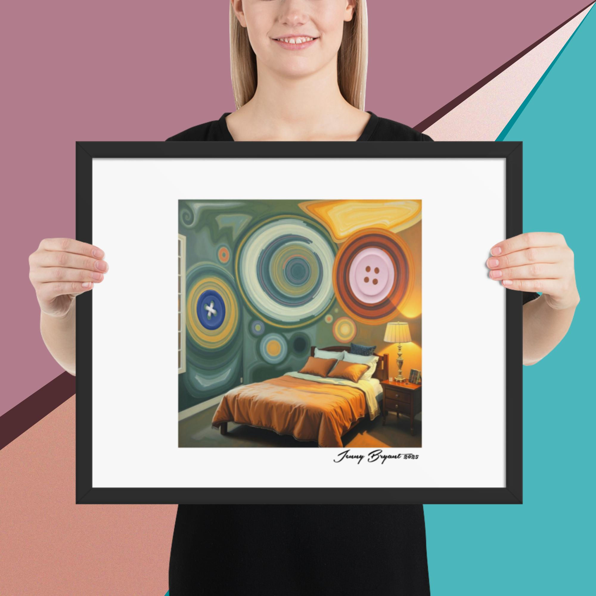 " 1970's Bedroom Button " Framed poster