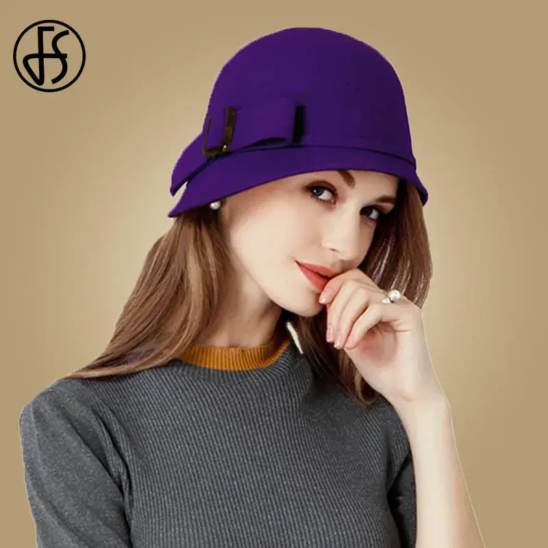 Thumbnail: FS Women's Black Wool Felt Cloche