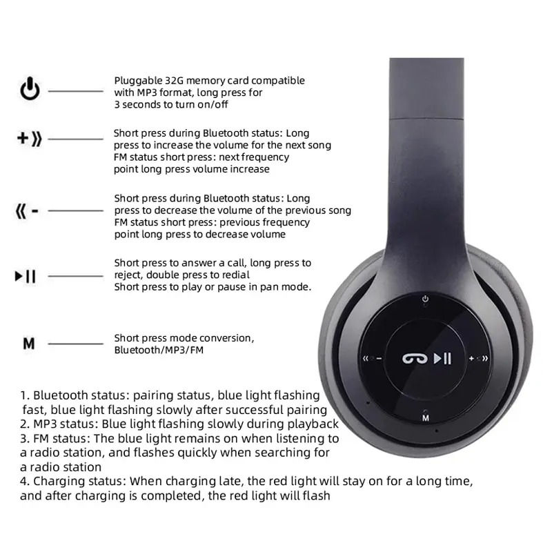 Thumbnail: Stereo P47 Headset 5.0 Bluetooth Headset Folding Series Wireless Headset Univers