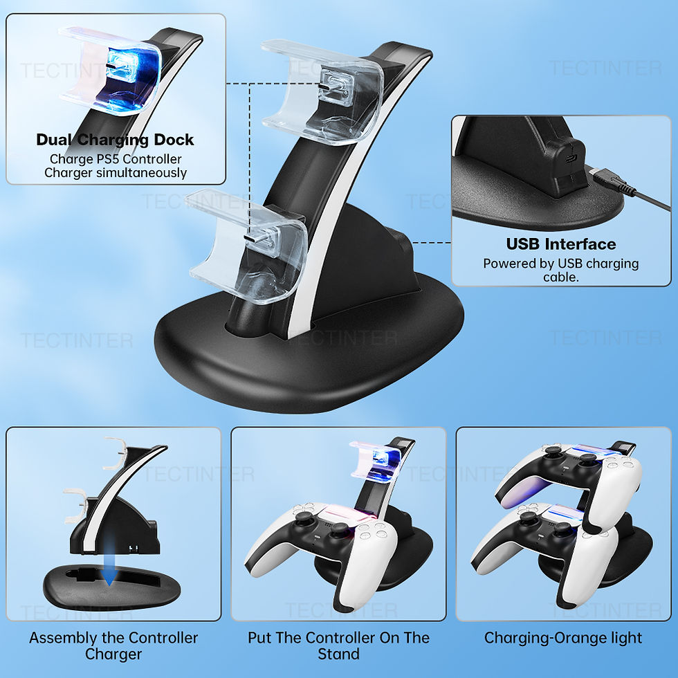 Thumbnail: Dual Fast Charging Station For PS5 Wireless Controller Gamepad Type-C LED Charge