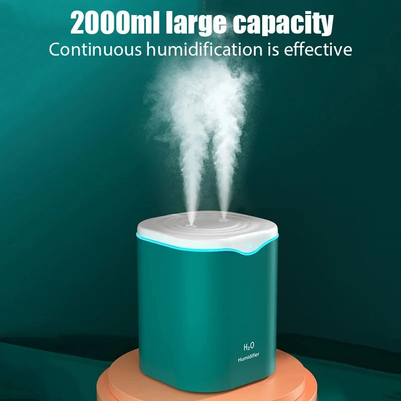 Thumbnail: HOMEFISH 2000ML USB Cool Mist Humidifier Double Spray Port Essential Oil Aromath