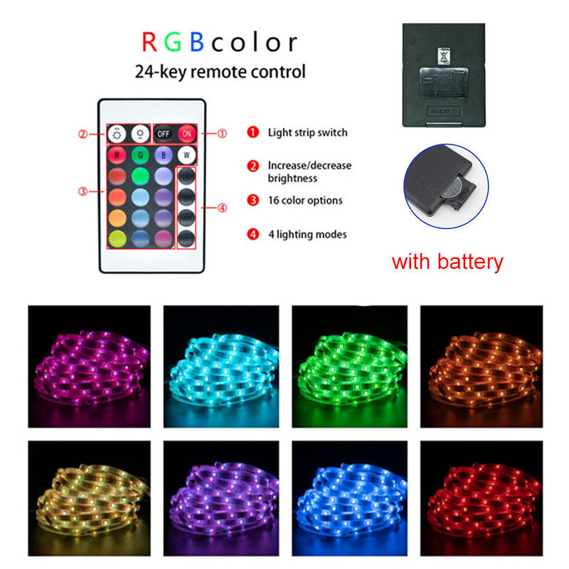 Thumbnail: USB 5V Led Lights APP and 24Keys Remote Control RGB Flexible Tape Diode Lights f