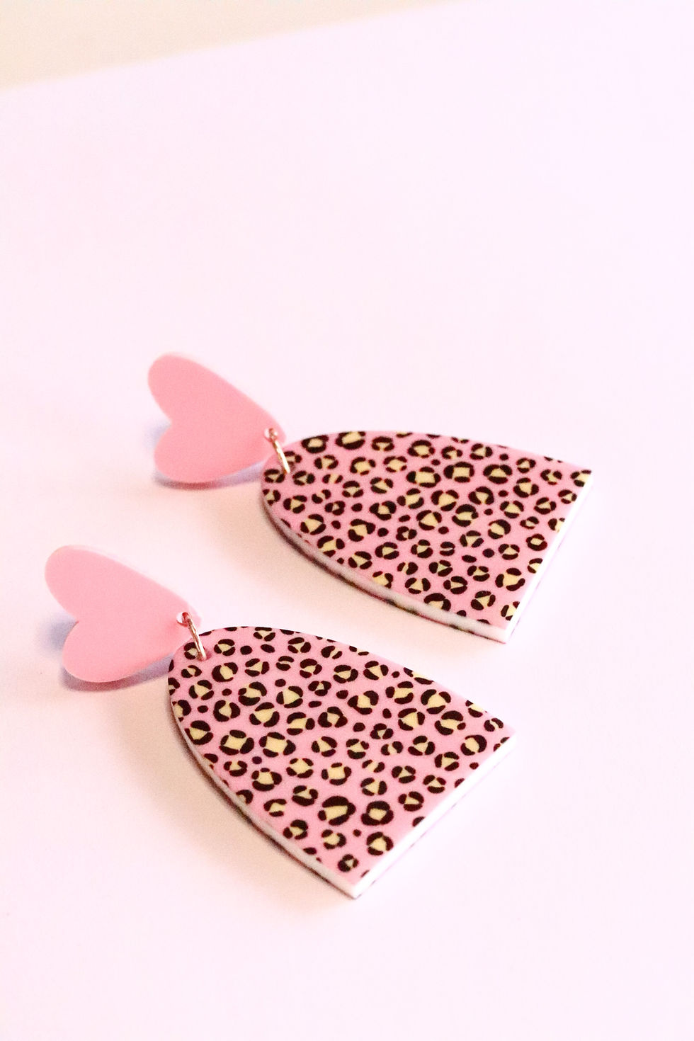 Thumbnail: Pink Leopard Pointed Arch Earrings