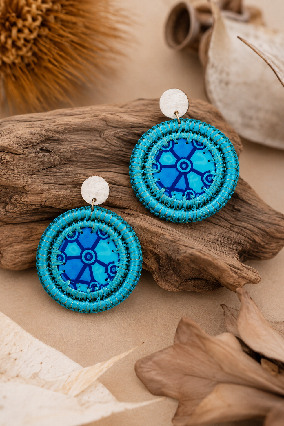 Thumbnail: Marramarra Raffia Circle Earrings | LBD x Debbie Wood