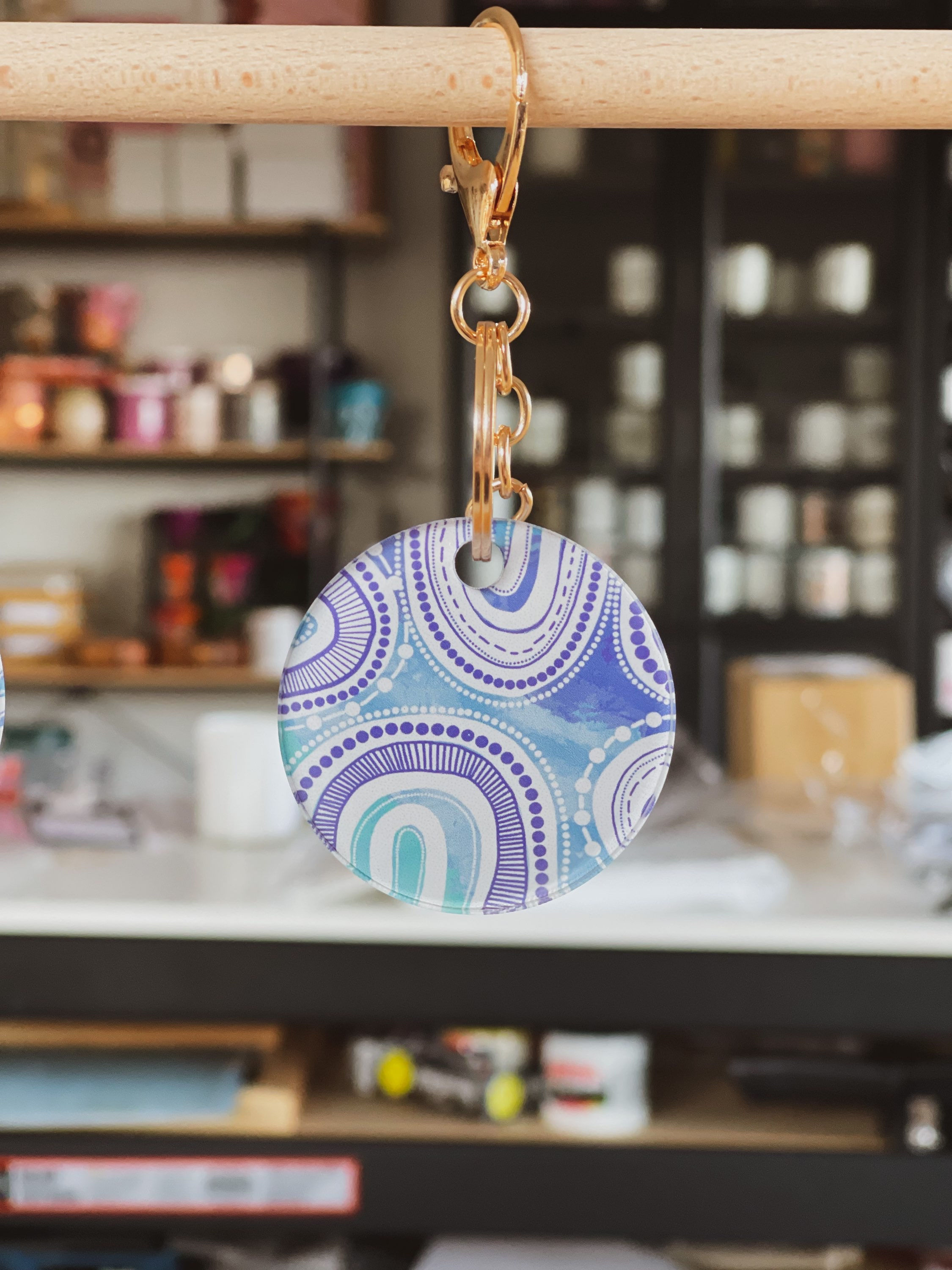 Ngurrumirgang 'Blue' Aboriginal Artwork Keyring