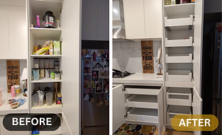 Custom internal drawer storage in an existing kitchen cupboard
