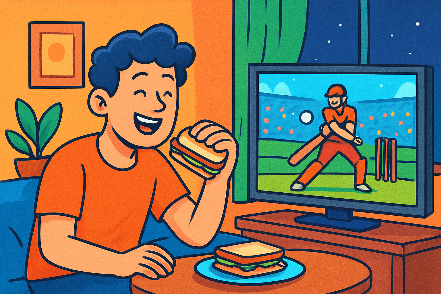 Last night, I stayed up late watching a live cricket match, 