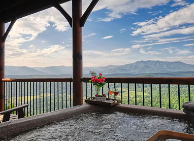 Hot tub with Breathtaking mountain view from a cabin rental in Pigeon Forge, tn