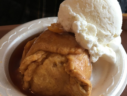 Homemade Apple pie dumplin from Apple Barn with ice cream, Sevierville tn
