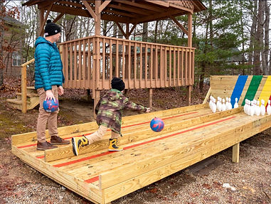 outdoor bowling at cabin