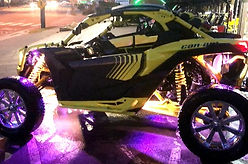 A UTV, lighted, recreational vehicle rental sits on display on the Gatlinburg strip in Tennessee