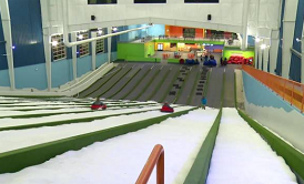 Inside Pigeon Forge Snow at the top of a tubing hill, pigeon Forge TN attraction
