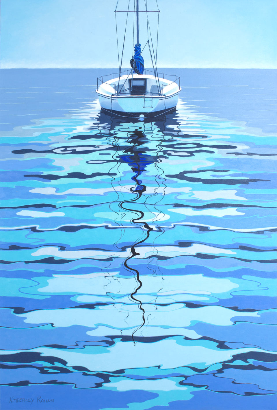 Onward (18678)-Sailboat-Water Relections-60x92cm-24x36in-Oil Painting-Kimberley Kohan, Artist