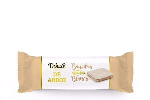Bolachas de arroz com cobertura de chocolate branco 115g - DELUXE