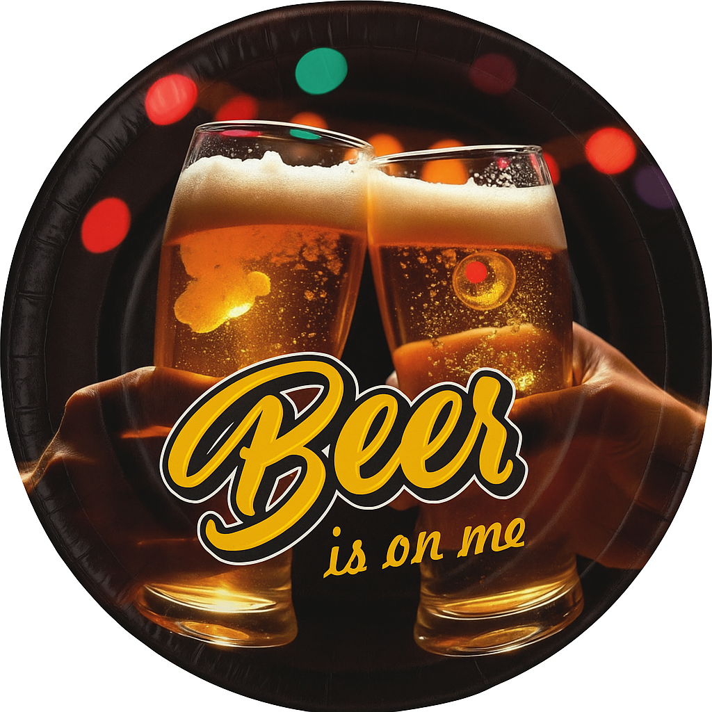 Beer Cheers!!! - Premium Printed Paper Plate (Pack of 8 Plates - 9")