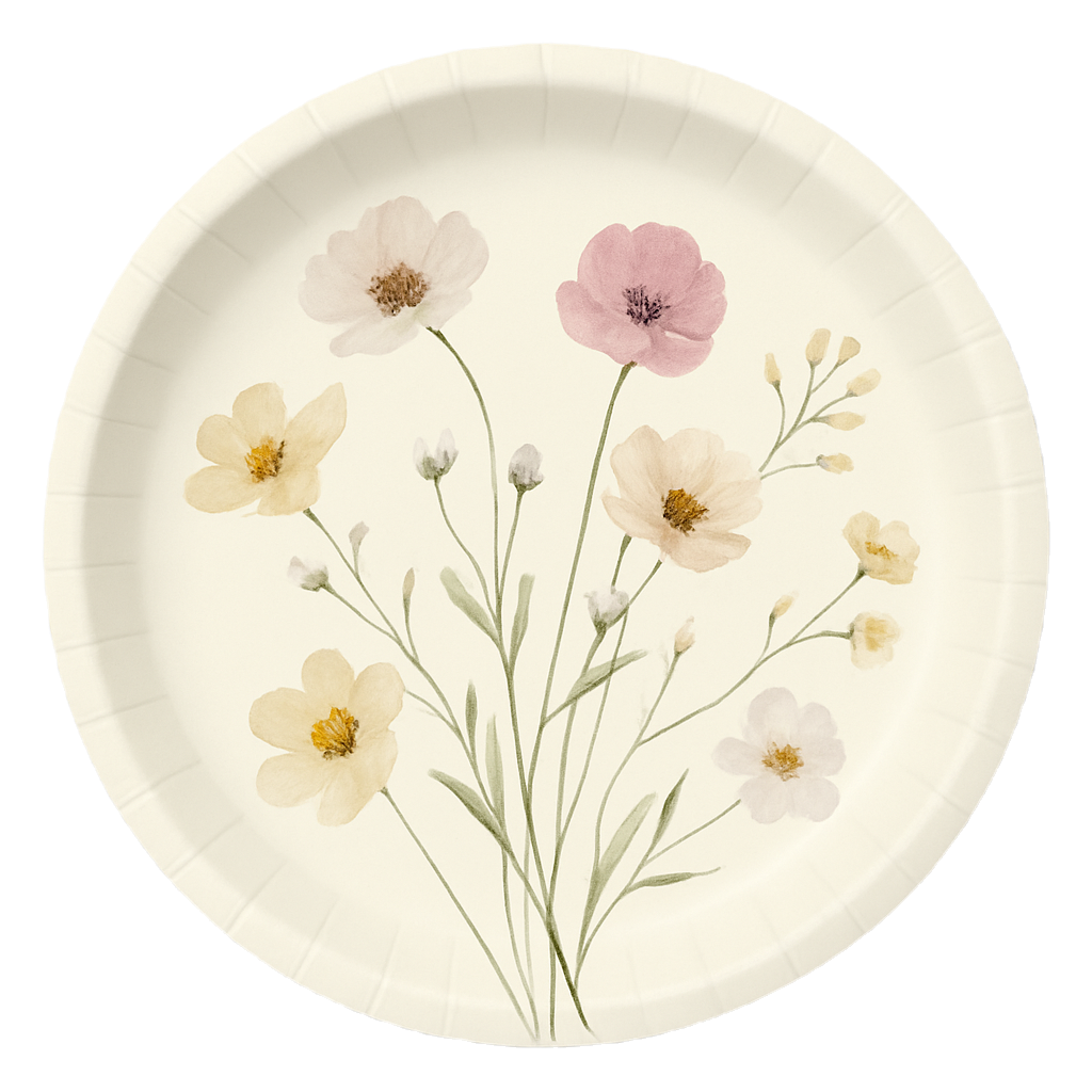 Blush Pink Floral - Premium Printed Paper Plate (Pack of 8 Plates - 9")
