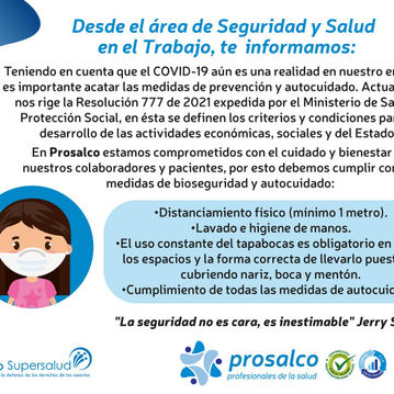 Mensaje de Seguridad y Salud en el trabajo