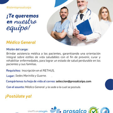 Oferta laboral médicos para Marinilla  y Guarne