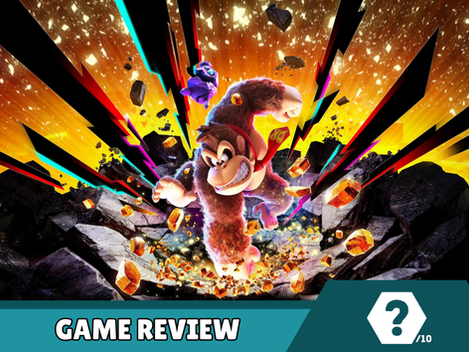 The cover image of Gaming Australia's review for Donkey Kong Bananza on the Nintendo Switch 2, featuring Donkey Kong smashing his way down