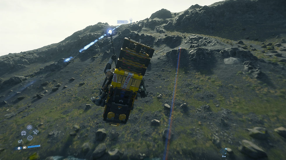 Using the zip lines in Death Stranding 2 On the Beach