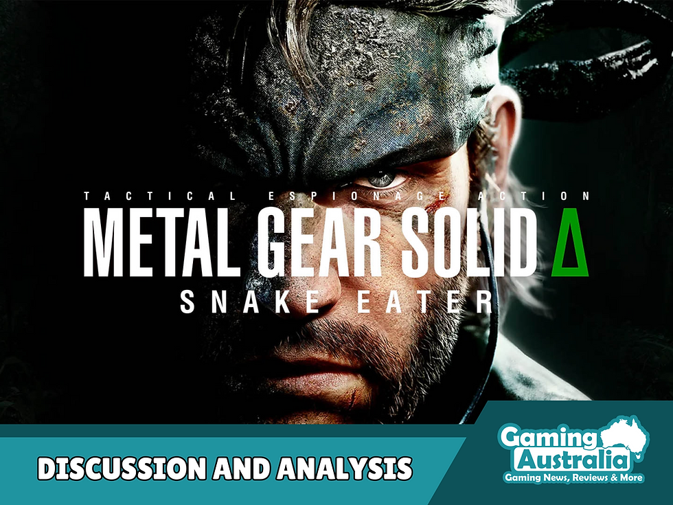 Cover image of Gaming Australia's article discussing and analysing Metal Gear Solid Delta: Snake Eater, featuring the game's cover art with Naked Snake and the Gaming Australia logo in the bottom right corner.