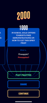 Gameplay of Jeopardy Daily on Apple Arcade, featuring the a $1000 question