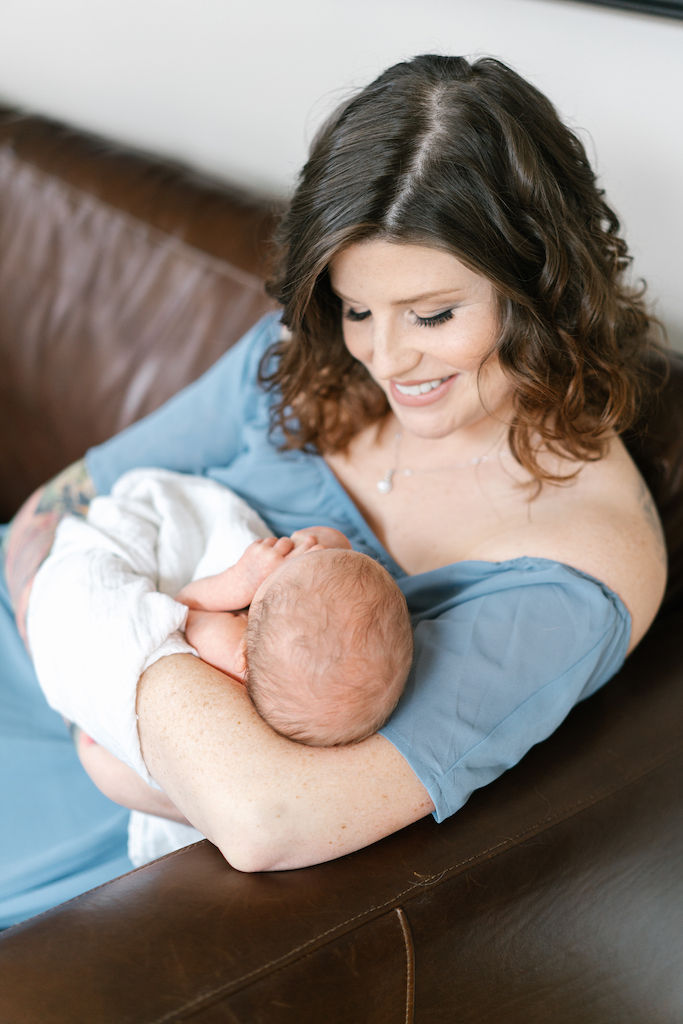 asheville mom smiling at her baby