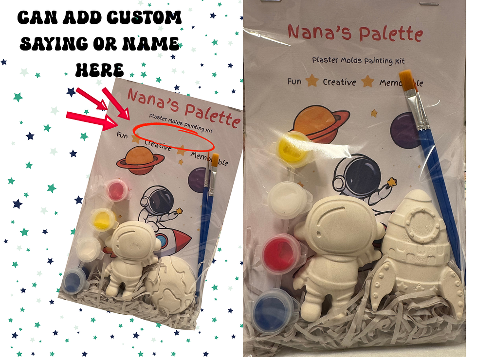 Thumbnail: Space plaster molds painting kit for kids with astronaut, rocket, moon molds, paints and brushes