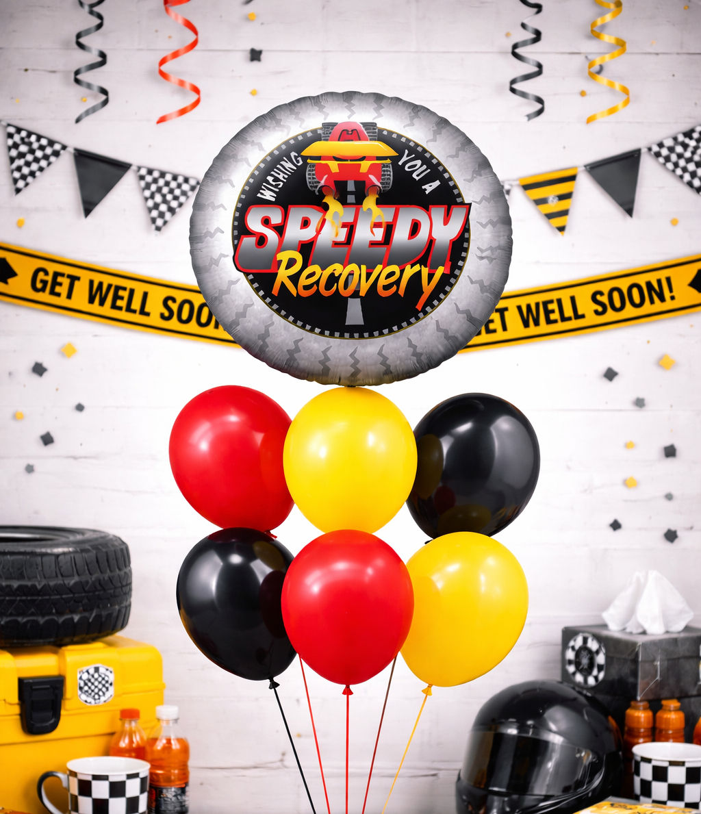 Speedy Recovery Racing Balloon Bouquet