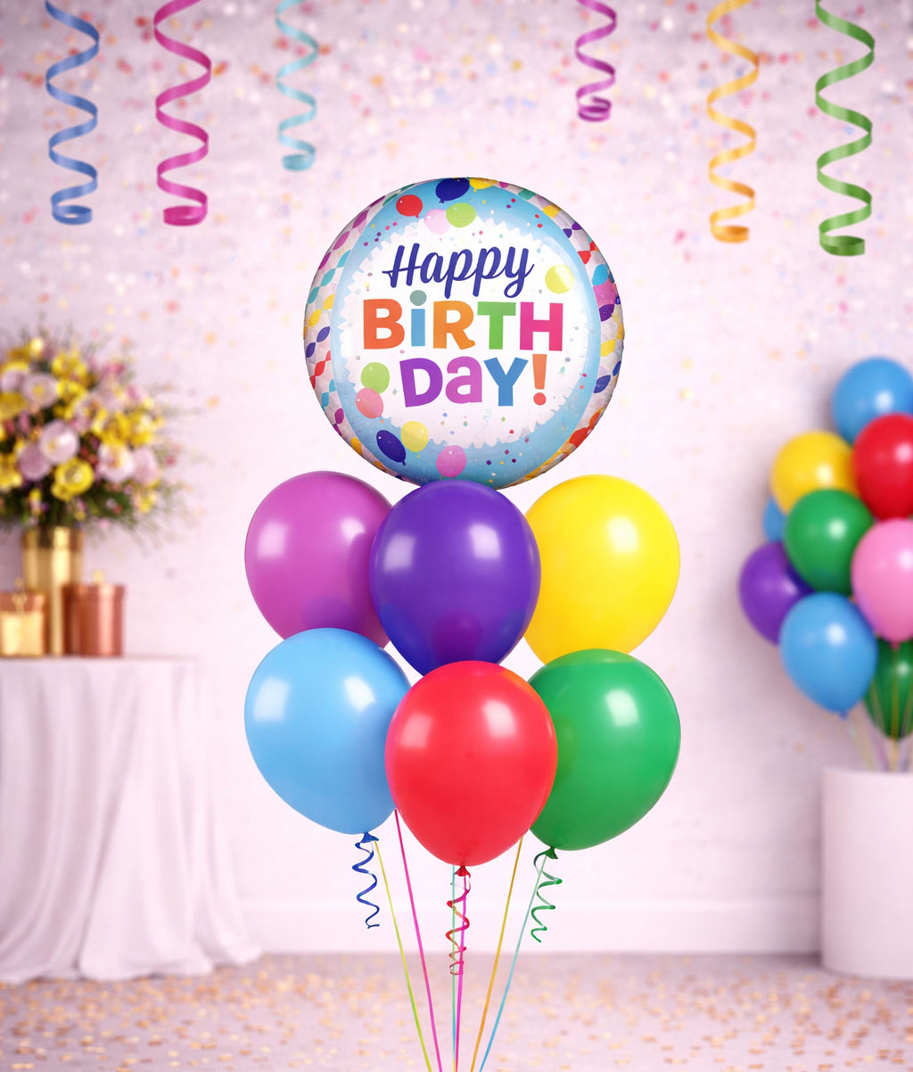 Pastel Happy Birthday Balloon Bouquet