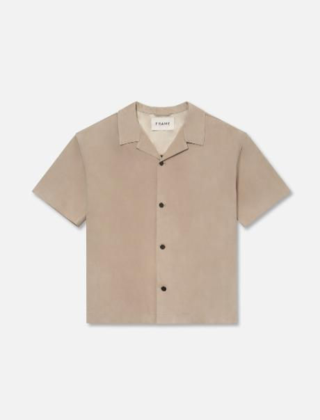 Short Sleeve Suede Shirt -- Smoke Grey