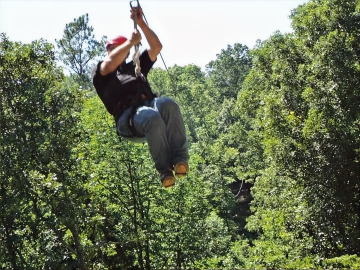 Me ziplining years ago at Mammoth Cave