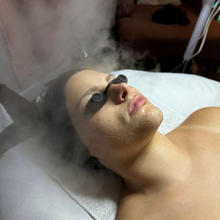 Client receiving a facial in Round Rock, TX