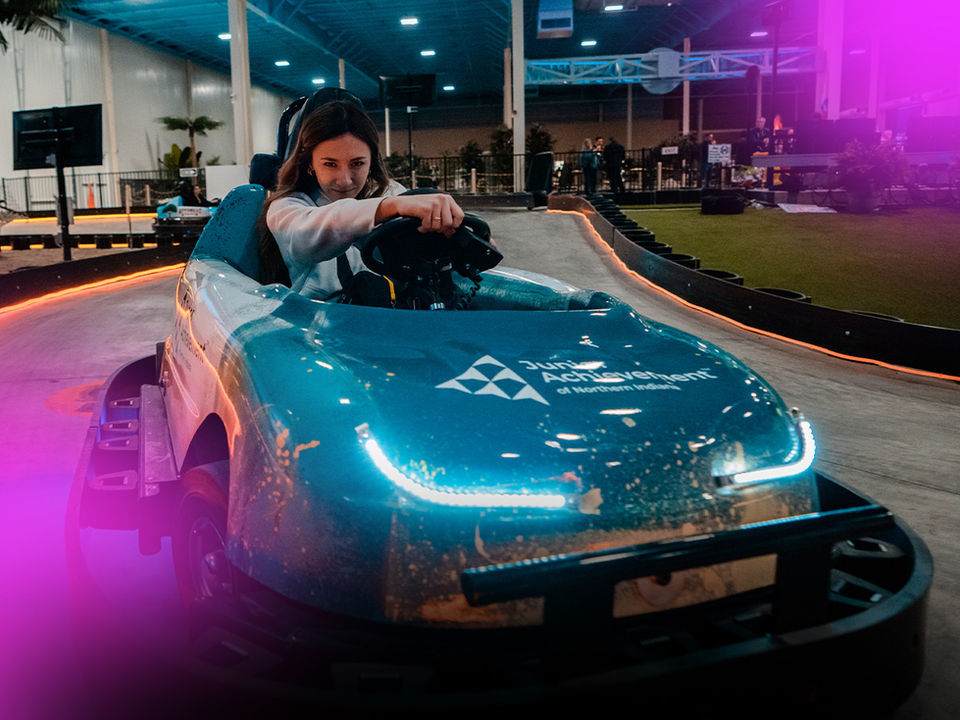 Jada driving a crazy pinz go kart