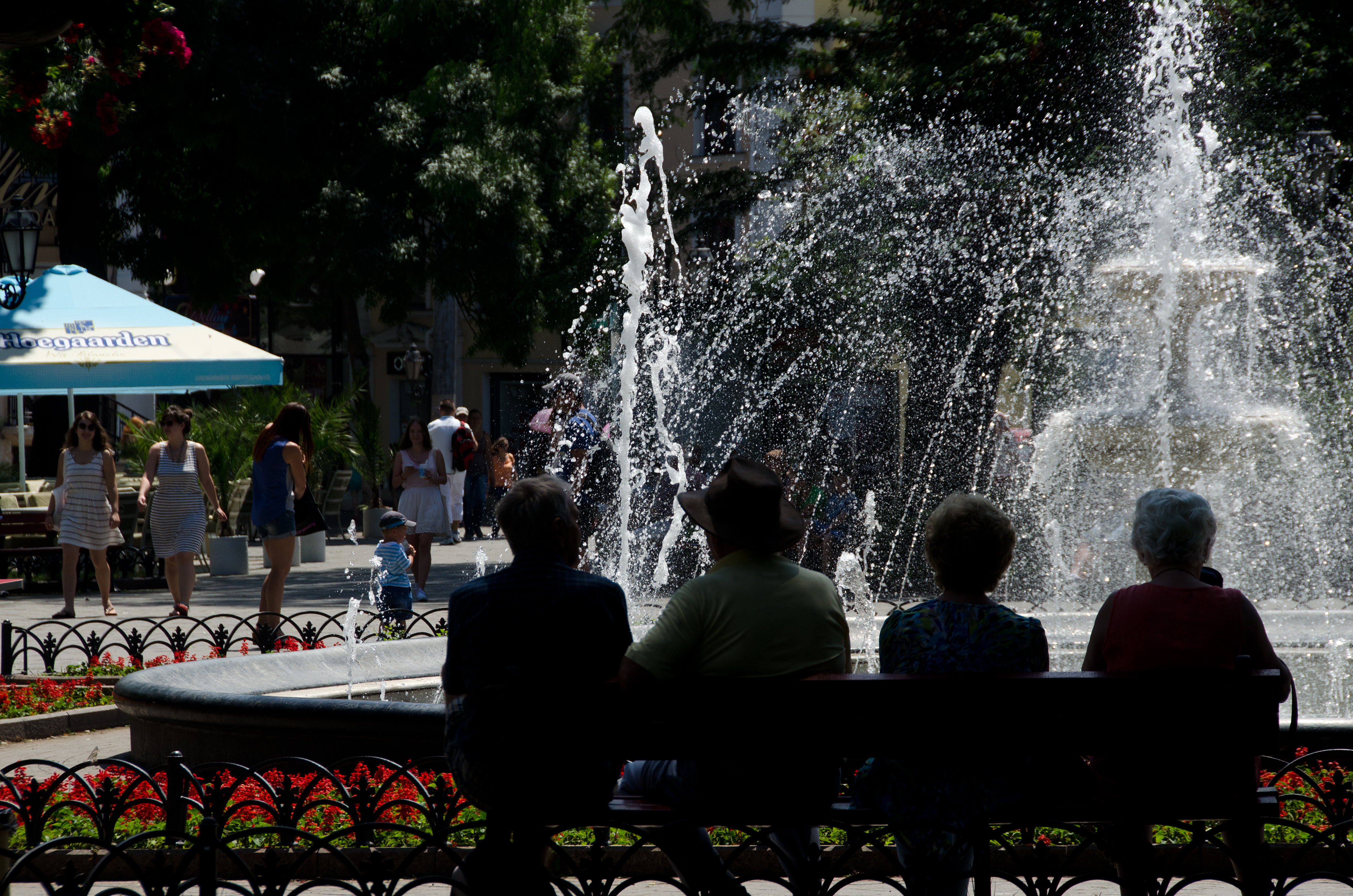 Odessa - seated at the fountain