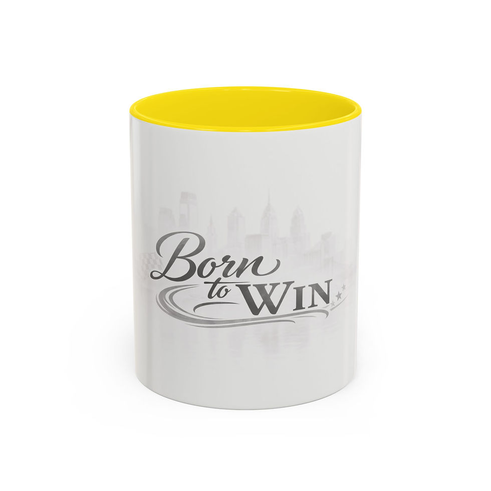 Thumbnail: Born to Win coffee mug | Accent mug 11oz 15oz, motivational skyline design