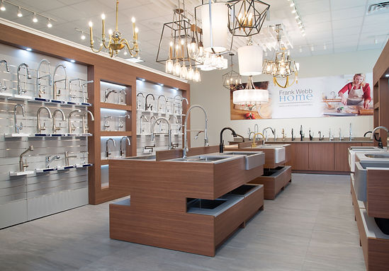 The warm wood and gray finishes provide a neutral yet inviting backdrop for the products on display.