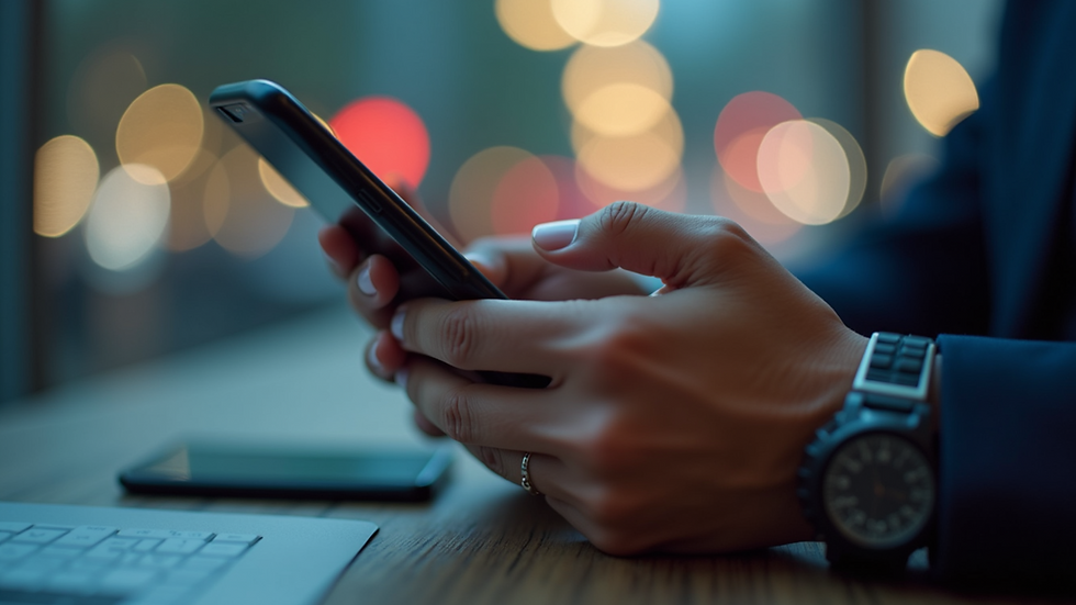 Close-up view of a hand using a smartphone with forex trading app
