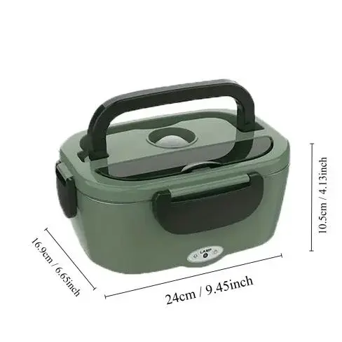 Thumbnail: Portable Army Green Electric Lunch Box Stainless Steel Inner Pot Food