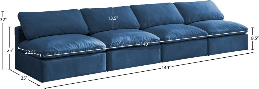 Thumbnail: Plush Velvet Standard Modular Down Filled Cloud-Like Comfort Overstuffed 140" Ar