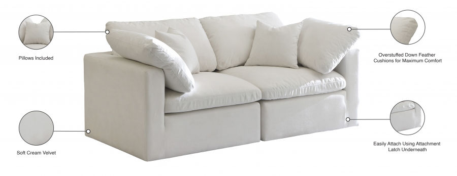 Thumbnail: Plush Velvet Standard Modular Down Filled Cloud-Like Comfort Overstuffed 70" Sof