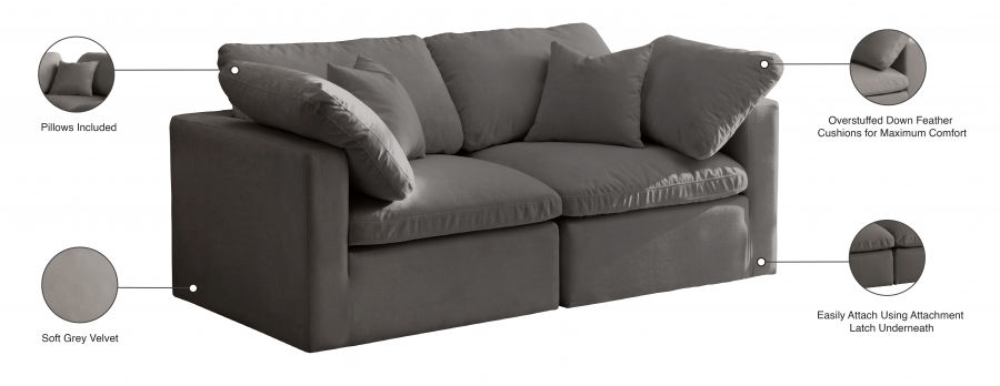 Thumbnail: Plush Velvet Standard Modular Down Filled Cloud-Like Comfort Overstuffed 70" Sof