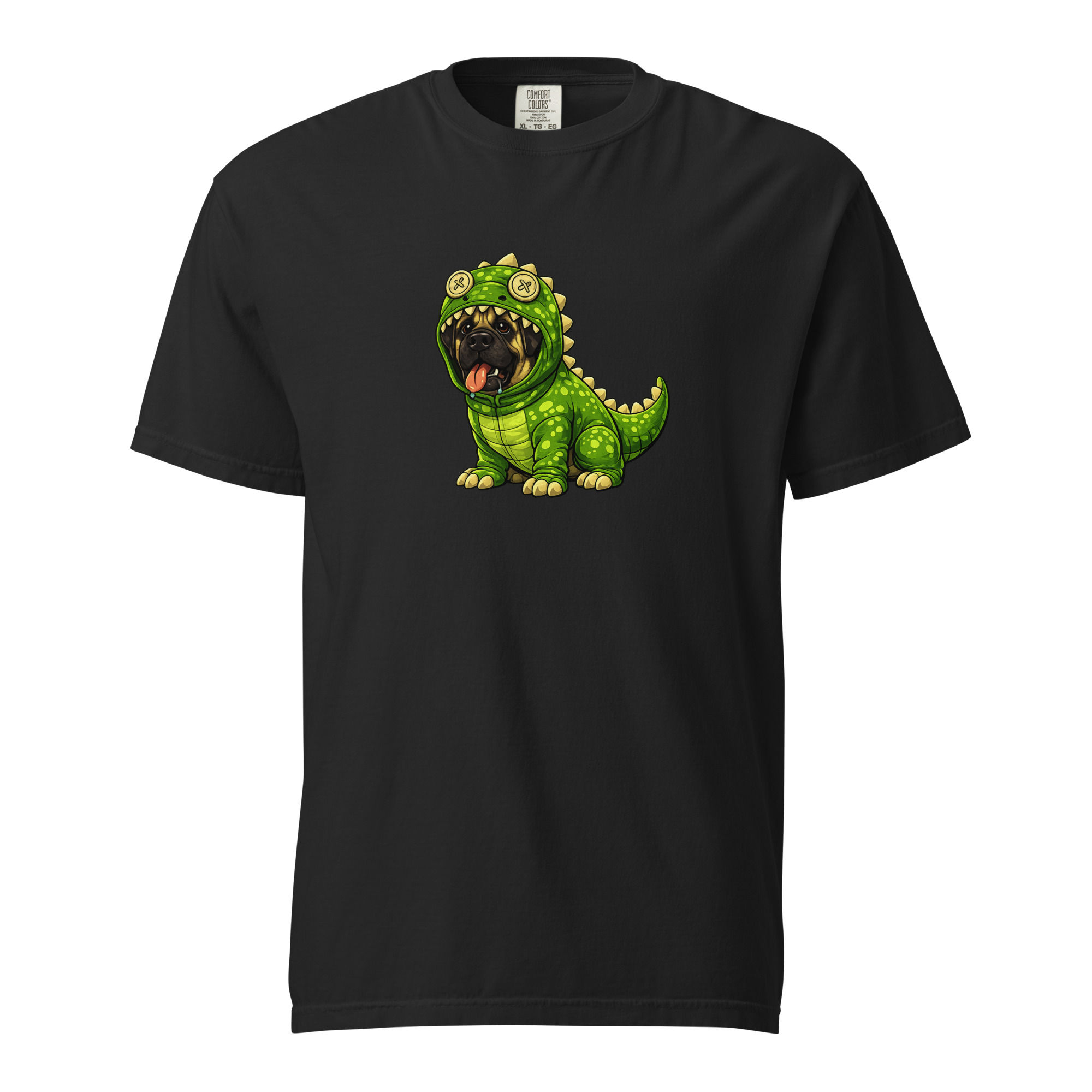 English Mastiff in T-Rex Costume