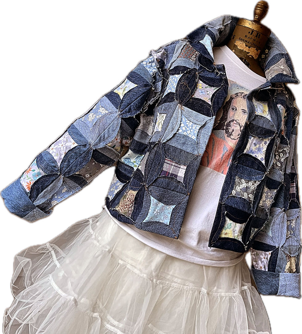 Cropped Denim Quilt Chore Coat