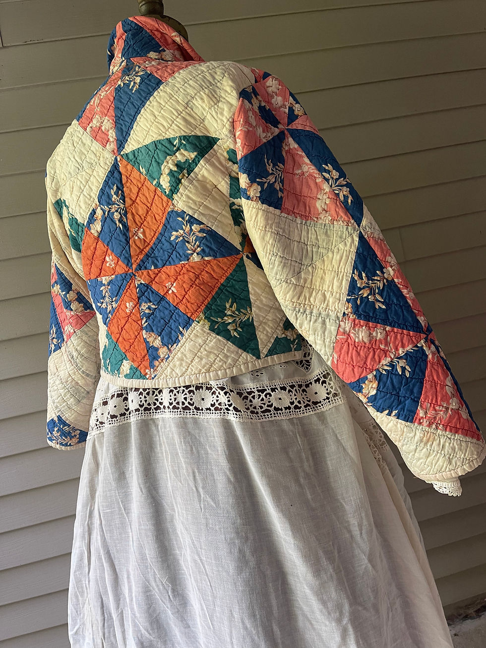 Thumbnail: Pinwheel Block Pattern Cropped Chore Coat