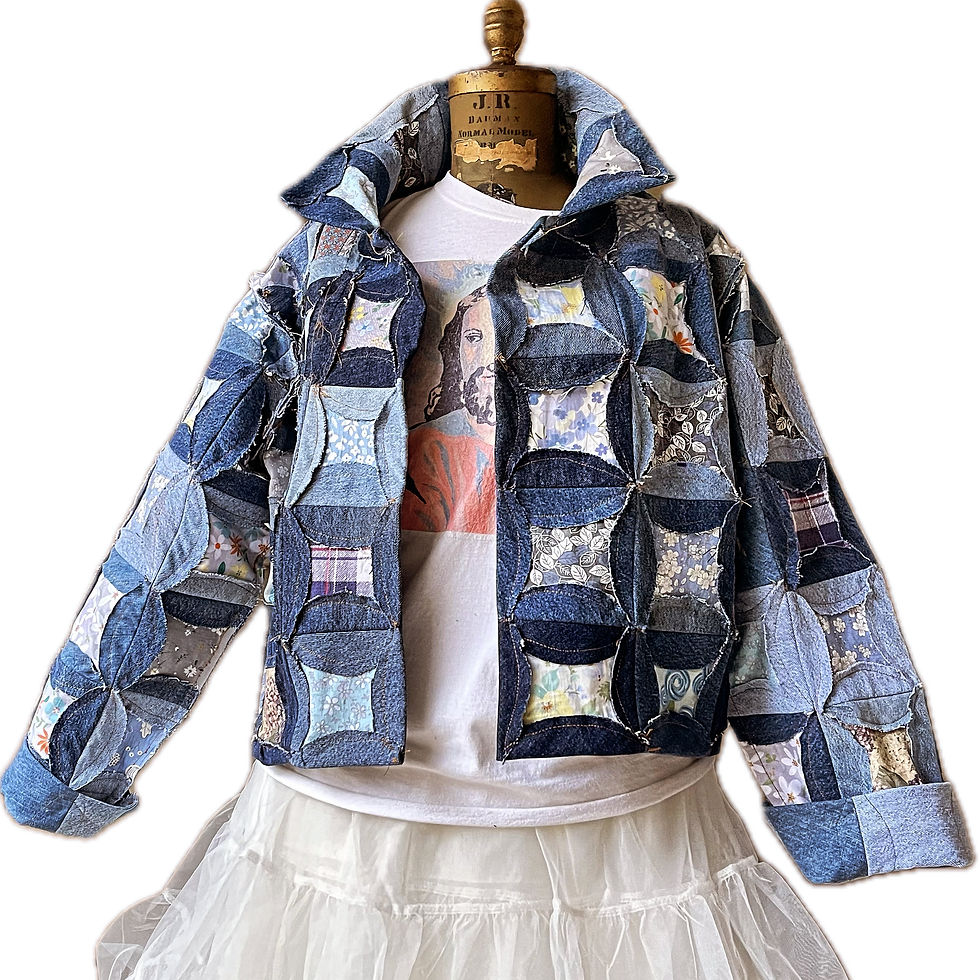 Thumbnail: Cropped Denim Quilt Chore Coat