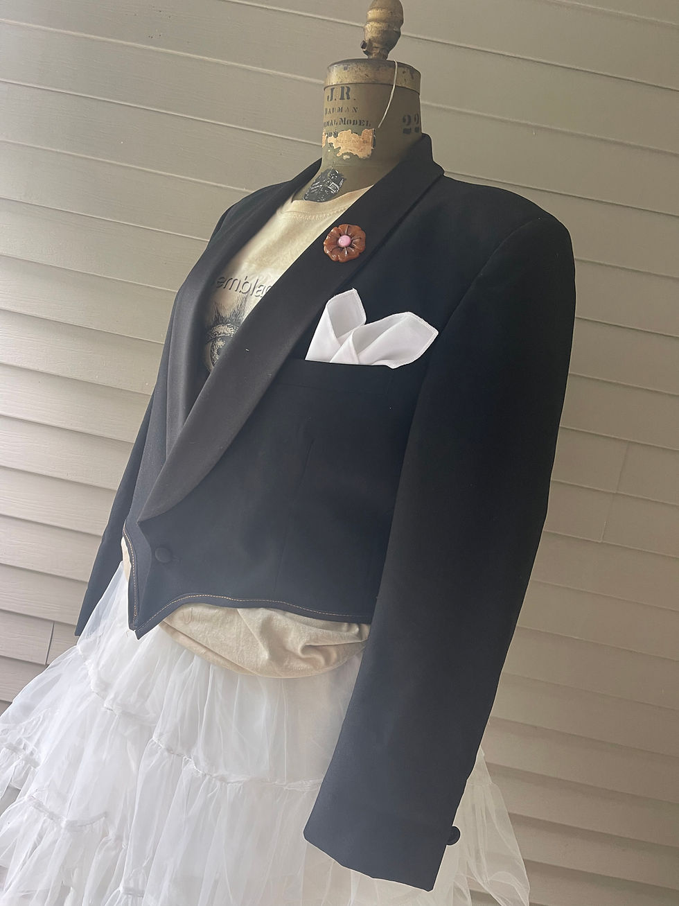 Thumbnail: Cropped Tuxedo Jacket with Guitar Strap Trim
