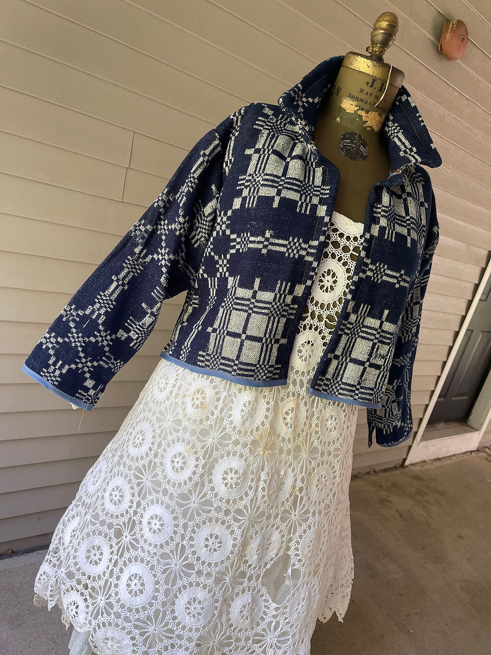 Thumbnail: 1860’s Indigo Coverlet Cropped Chore Coat